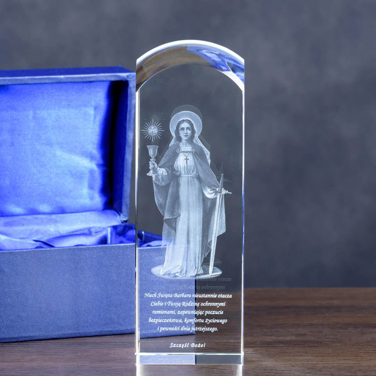 Święta Barbara - grawer w szklanej statuetce DLA GÓRNIKA
