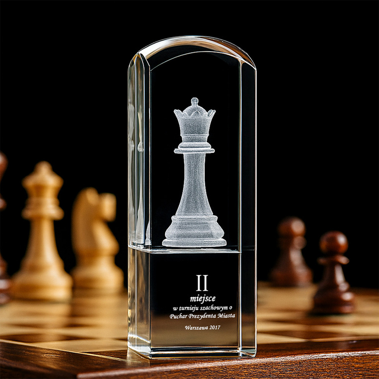 Nagroda za zdobycie II miejsca, pionek 3D w krysztale
