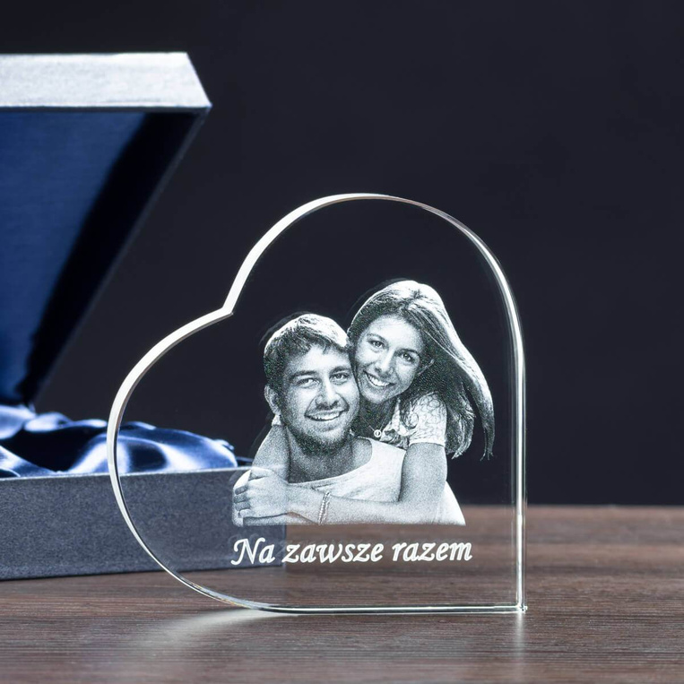 Fotokryształ - prezent na imieniny urodziny, zdjęcie w szklanym sercu