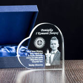 Personalizowane kryształowe serce - Pamiątka I Komunii Świętej