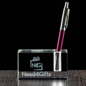 Kryształowy stojak na długopis z grawerem - Logo, tekst czy grafika