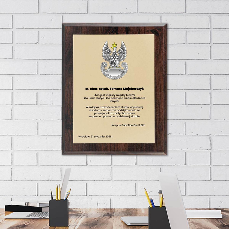 Dyplom DLA ŻOŁNIOERZA WOJSK LĄDOWYCH z okazji zakończenia służby w wojsku