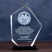 Podziękowania DLA GÓRNIKÓW - okazała statuetka szklana z okazji Barbórki