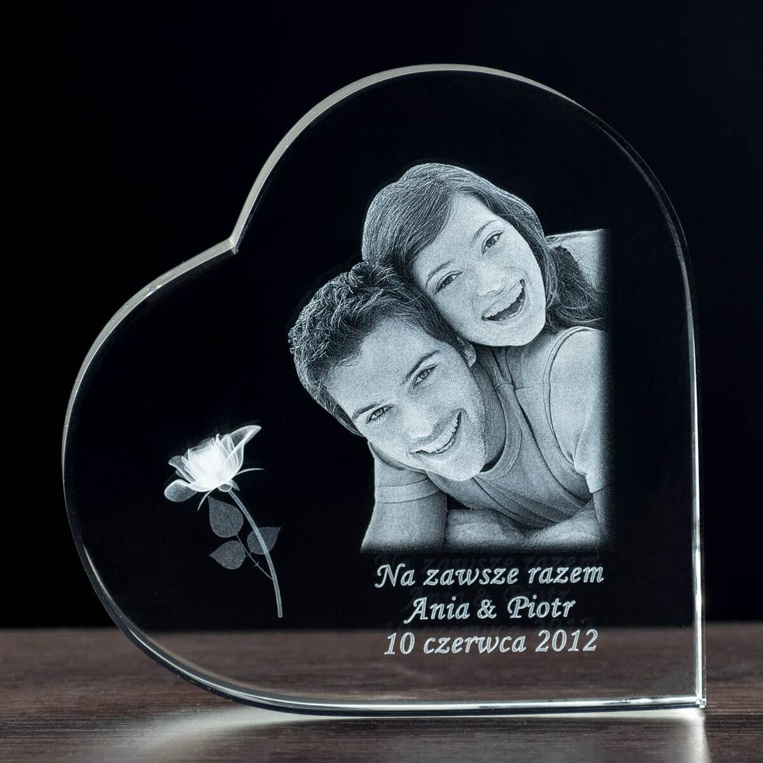 Prezent ze zdjęciem 3D w dużym sercu na Ślub zamiast kwiatów Pamiątka
