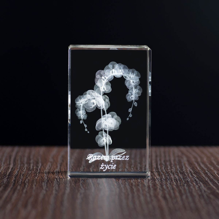 Walentynkowy storczyk w pięknej kryształowej statuetce