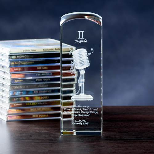 Statuetka dla muzyka - mikrofon 3D, średnia statuetka 190x65x65 mm