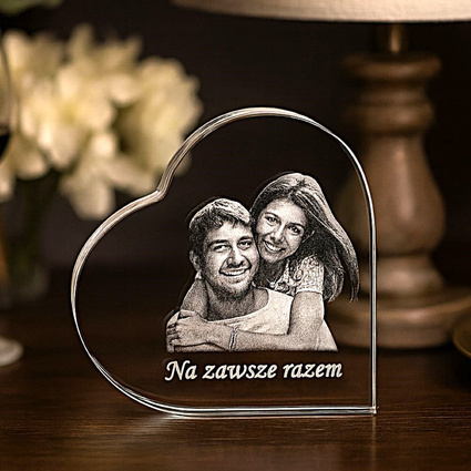 Fotokryształ - prezent na imieniny urodziny, zdjęcie w szklanym sercu