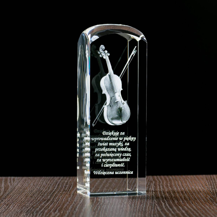 Podziękowania dla nauczyciela, muzyka - Skrzypce 2D z dedykacją Duża statuetka