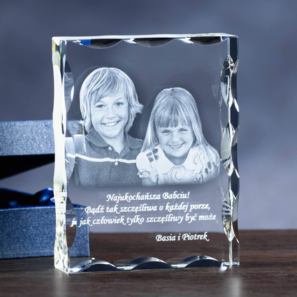 Zdjęcie w krysztale dla Babci i Dziadka - fotokryształ 2D w ozdobnej statuetce