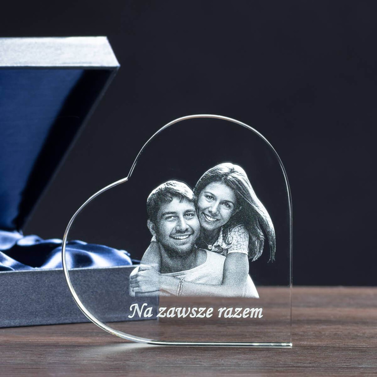 Fotokryształ - prezent na imieniny urodziny, zdjęcie w szklanym sercu