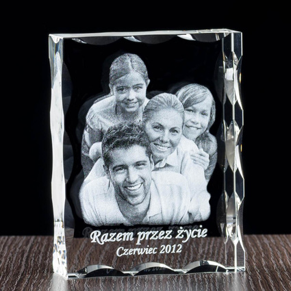 Prezent na urodziny - zdjęcia rodzinne w krysztale, fotokryształ 2D
