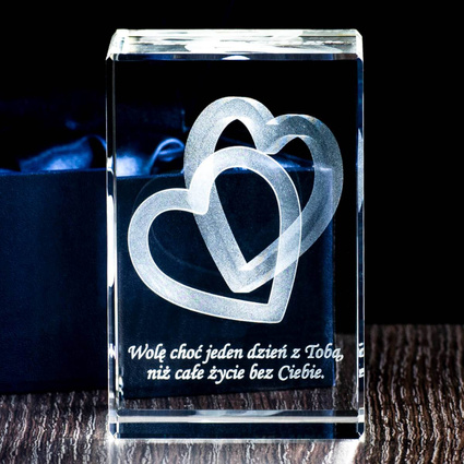 Serca splecione 3D - PREZENT NA WALENTYNKI ROCZNICĘ grawerowana statuetka