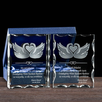 Komplet ślubnych podziękowań dla rodziców ŁĄBĘDZIE 3D (2 szt.)