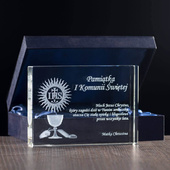 Upominek pamiątkowy na I Komunię Święta - statuetka z hostią i kielichem