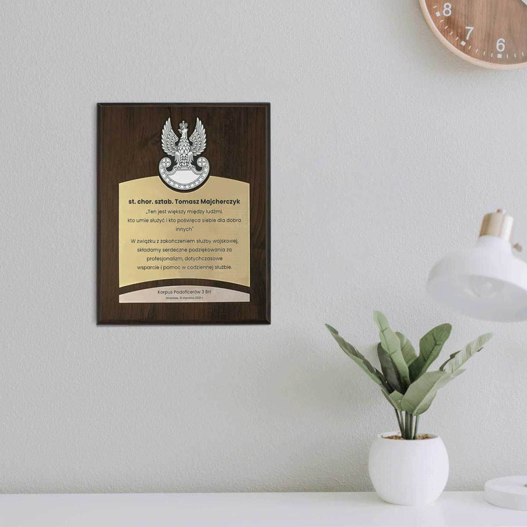 Dyplom grawerowany dla wojska 203x254 mm - służby mundurowe PODZIĘKOWANIA