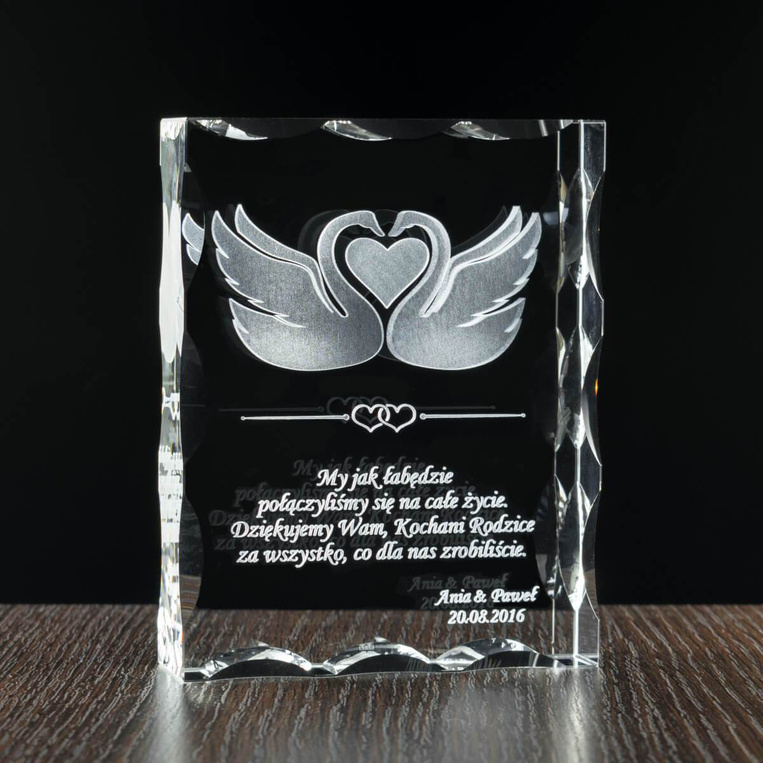Podziękowania dla rodziców - Zakochane łabędzie statuetka z grawerem