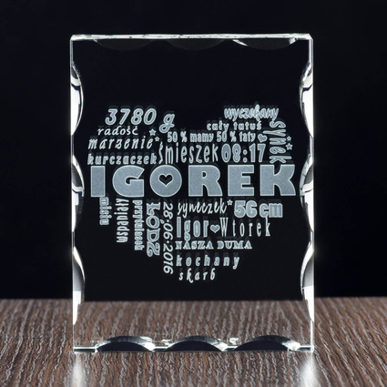 Prezent DLA MAMY - metryczka dziecka po urodzeniu - GRAWER W SZKLE