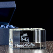 Kryształowy stojak na długopis z grawerem - Logo, tekst czy grafika