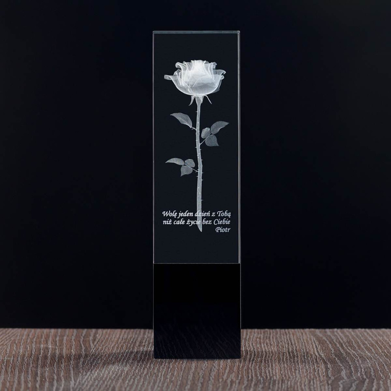 Personalizowana duża statuetka z grawerowaną Różą 3D