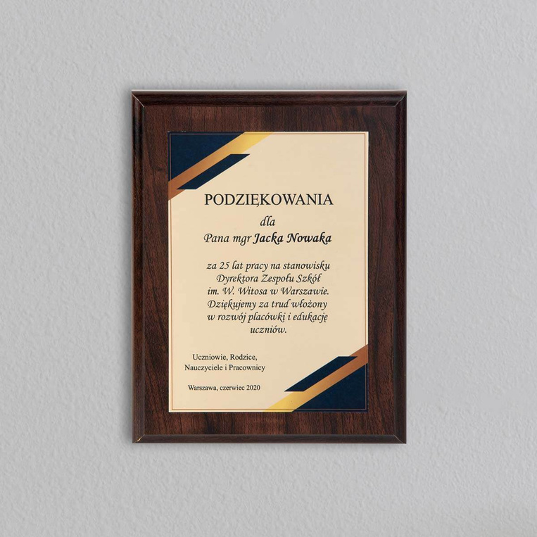 Podziękowania dla pracownika szkoły DYREKTORA - dyplom 152x203 mm