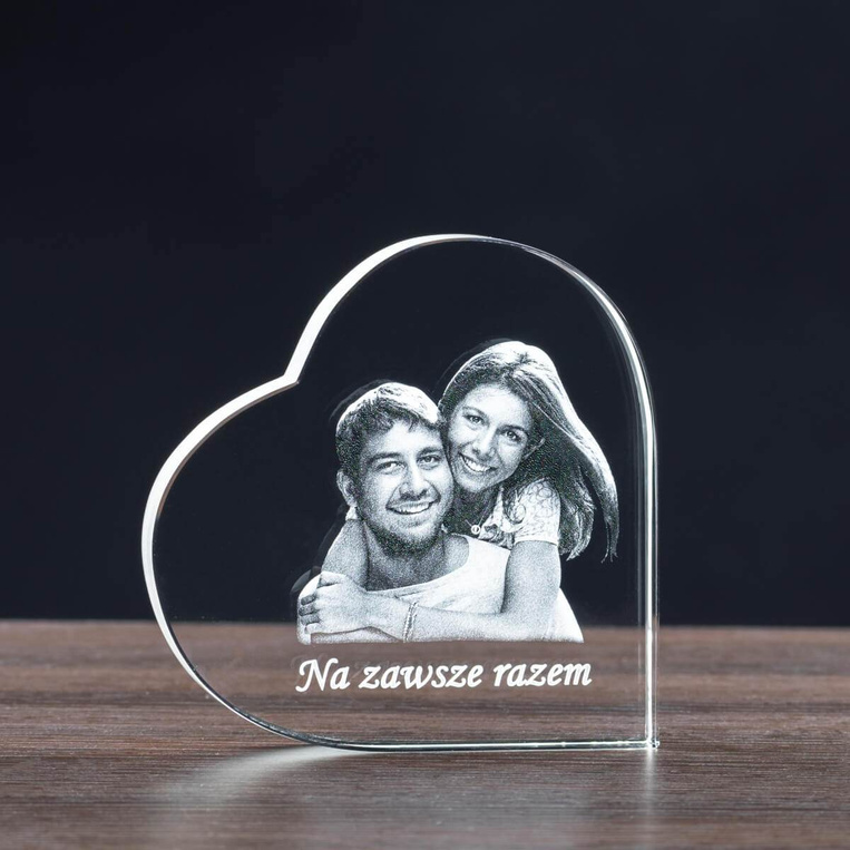 Fotokryształ - prezent na imieniny urodziny, zdjęcie w szklanym sercu