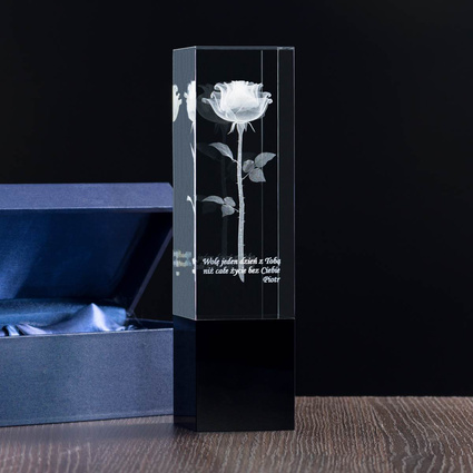 Personalizowana duża statuetka z grawerowaną Różą 3D